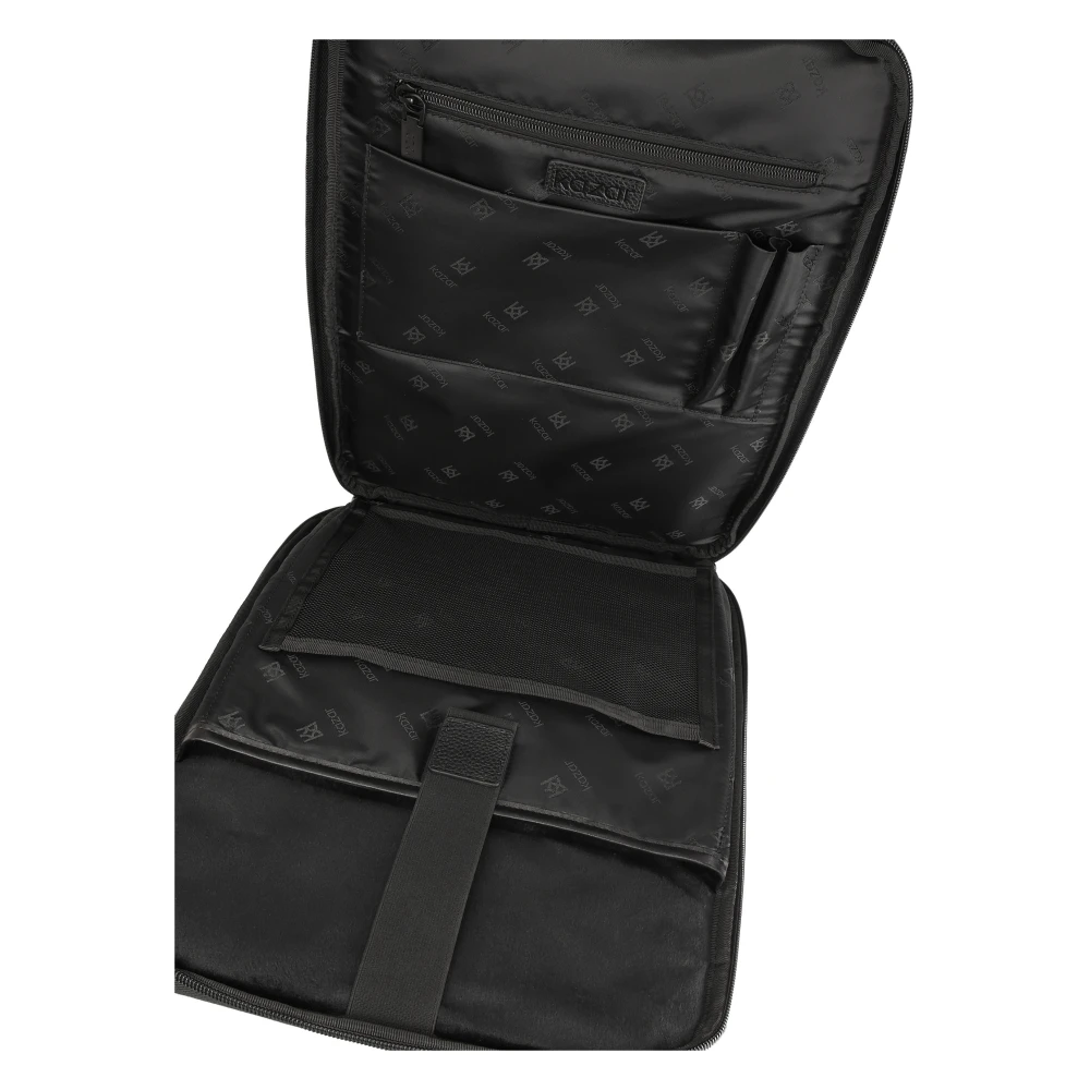 Kazar Zwarte leren rugzak met laptopvak Black Heren