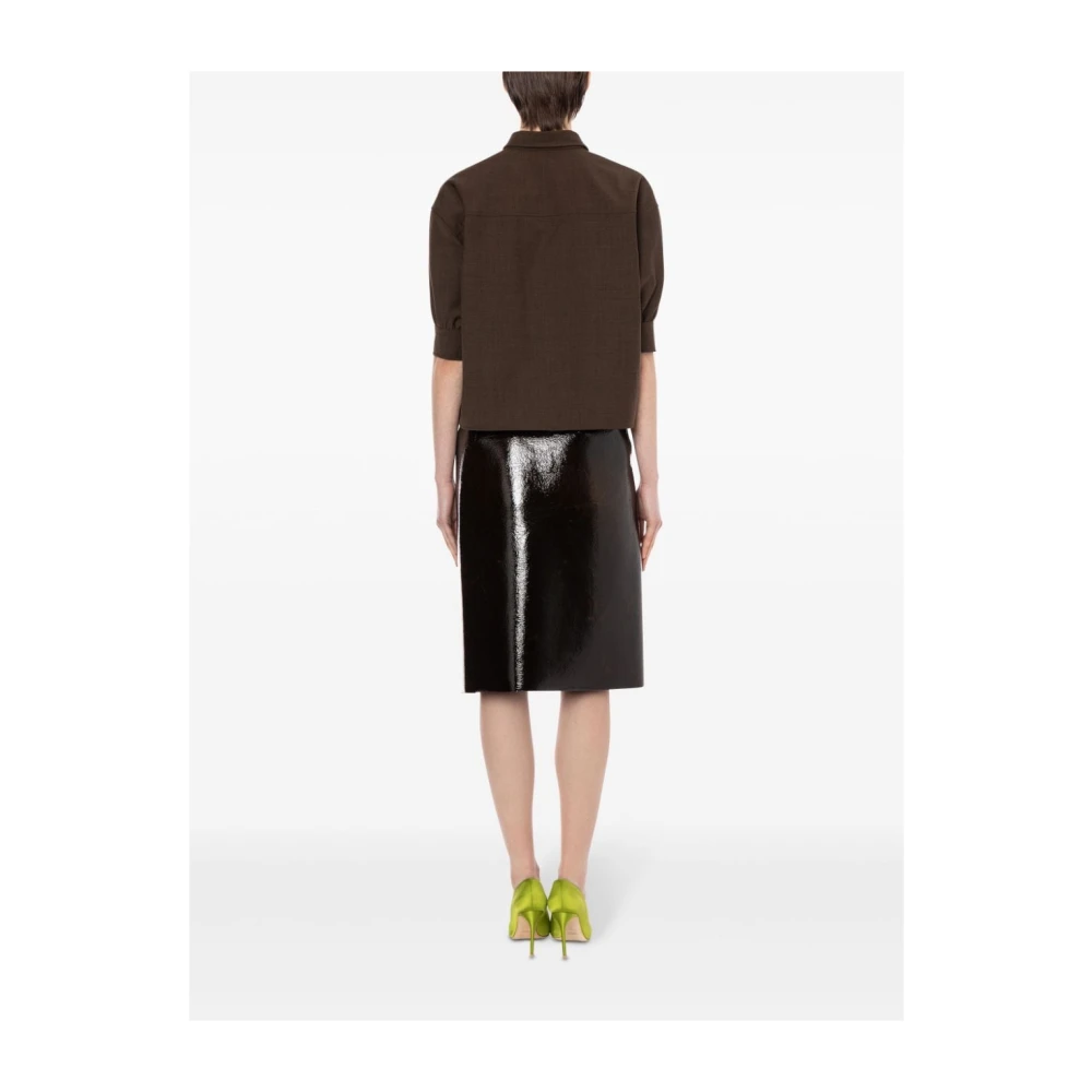 Philosophy di Lorenzo Serafini Bruine Crop Shirt met Korte Mouwen Brown Dames