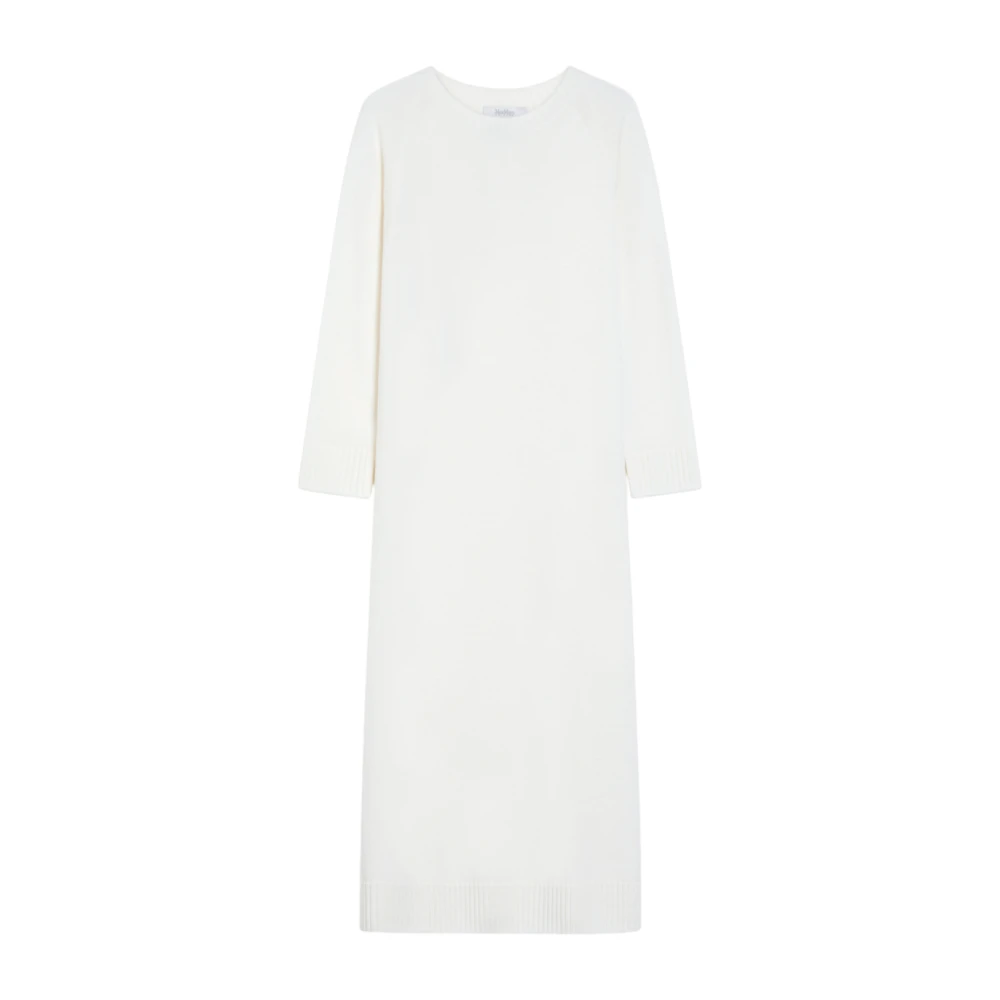 Max Mara Witte Lange Wol Jurk White Dames
