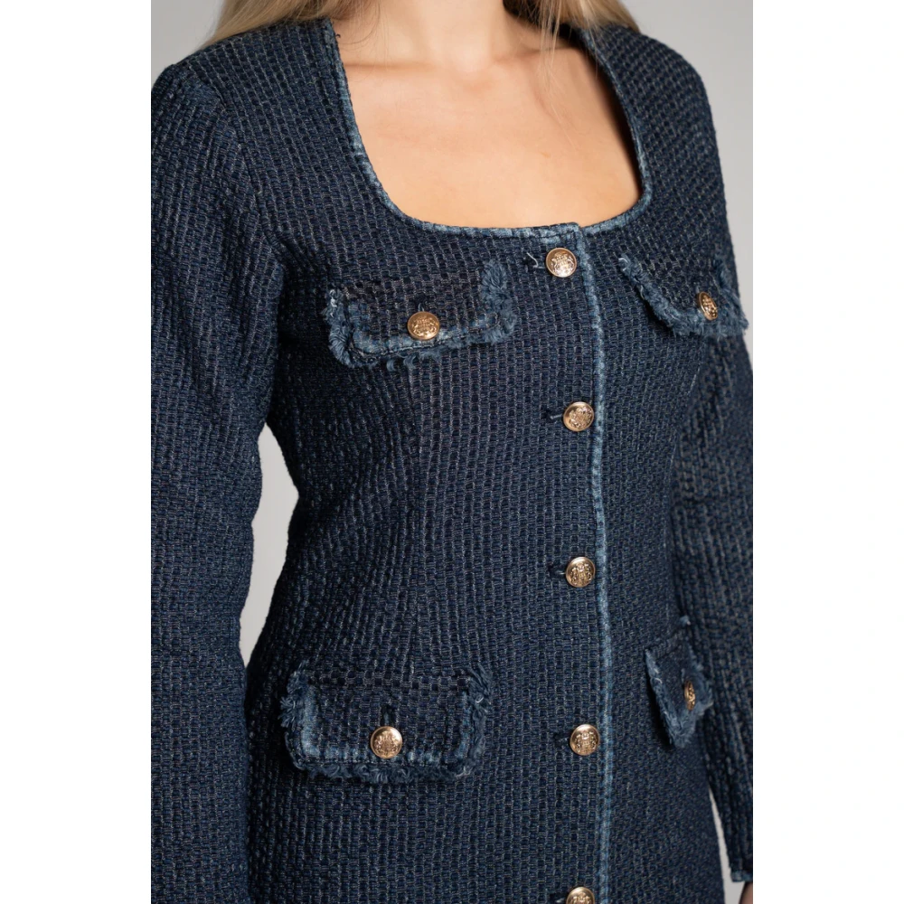 Suncoo Denim Jurk met Lange Mouwen en Knopen Blue Dames