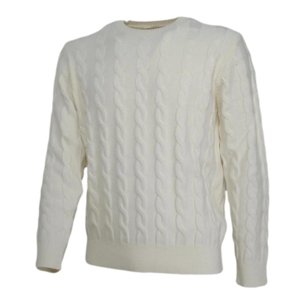 Cashmere Company Heren Gevlochten Cashmere Trui White Heren