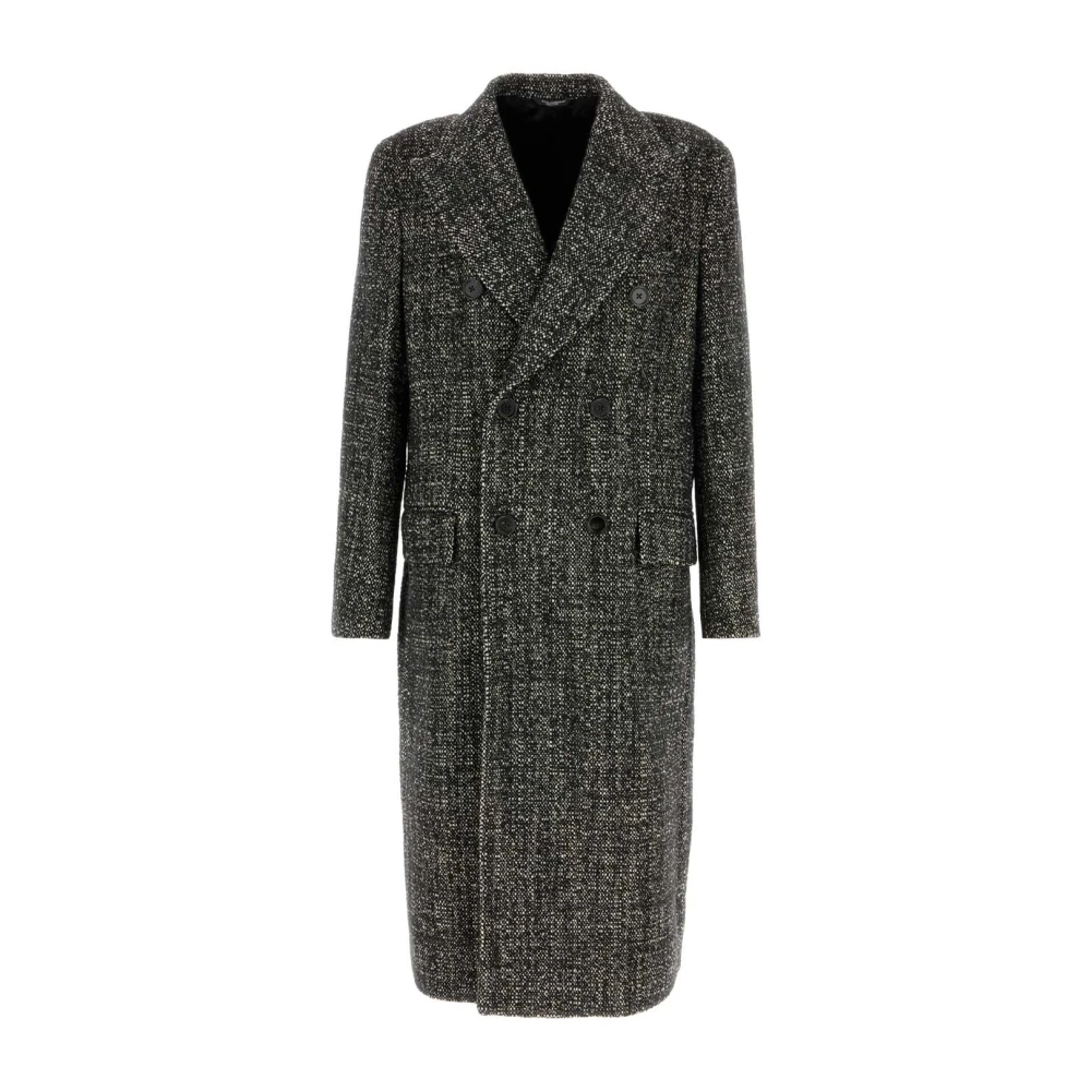 Dolce & Gabbana Men's Gray Two-Tone Wool Blend Coat