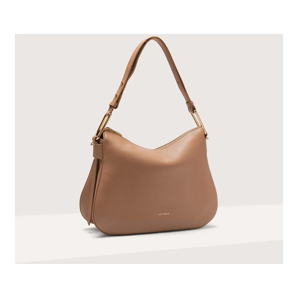 Coccinelle Elegante Bruine Leren Schoudertas Brown Dames