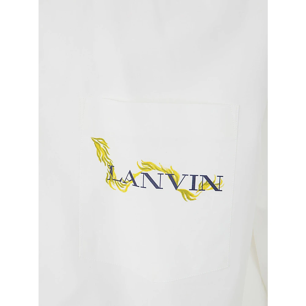 Lanvin Asymmetrische Shirt Optisch Wit White Heren