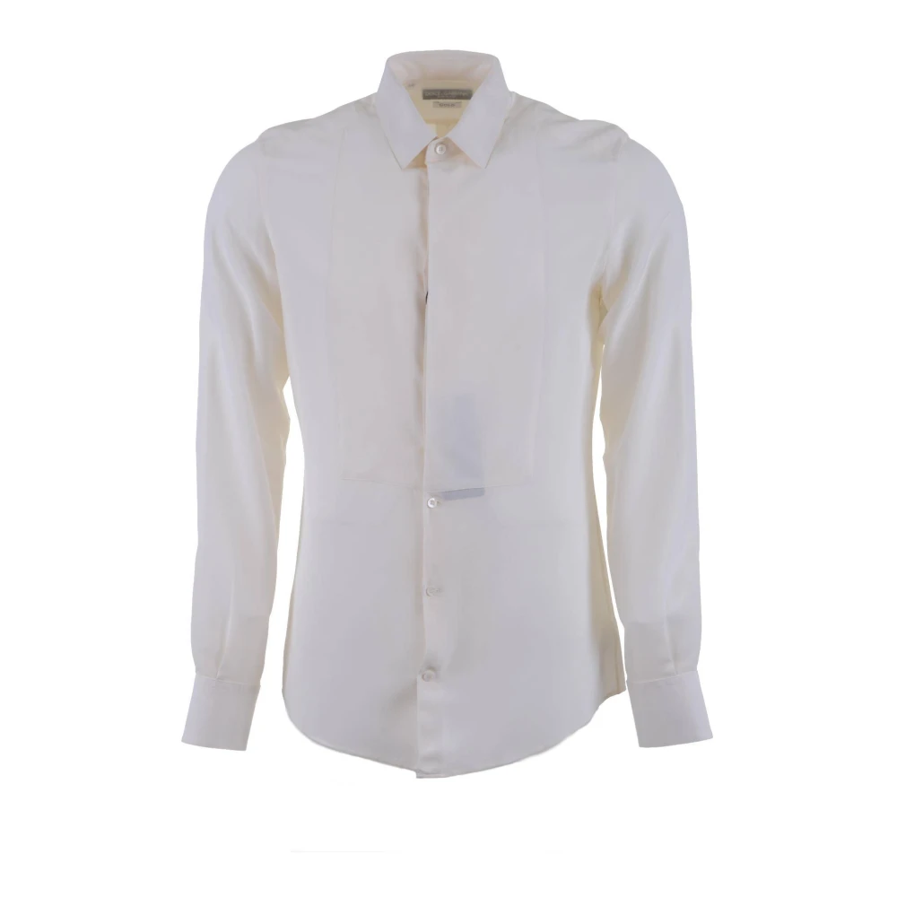 Dolce & Gabbana Zijden Overhemd Lange Mouwen Gold Collection Beige Heren