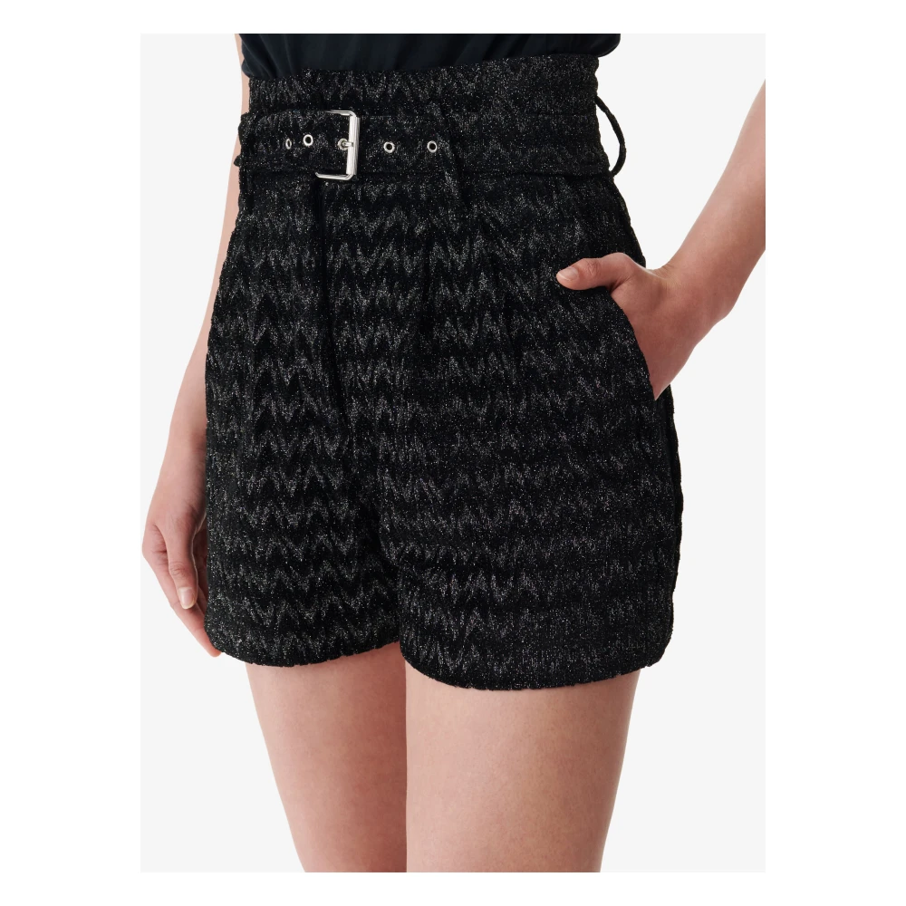 IRO Zwarte High-Waist Lurex Shorts Black Dames