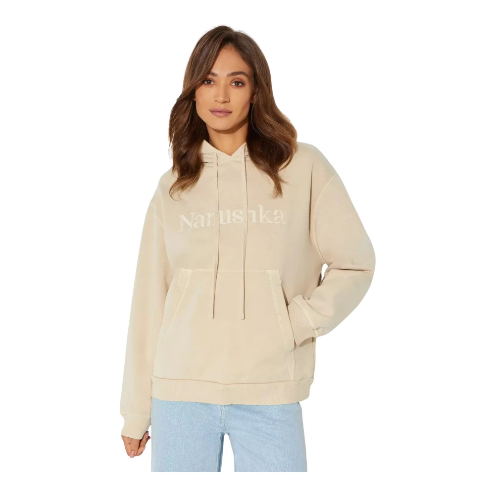 Nanushka Women's Beige Hoodie With Embroidered Logo - Hoodies - S - Sweatshirts & Hoodies