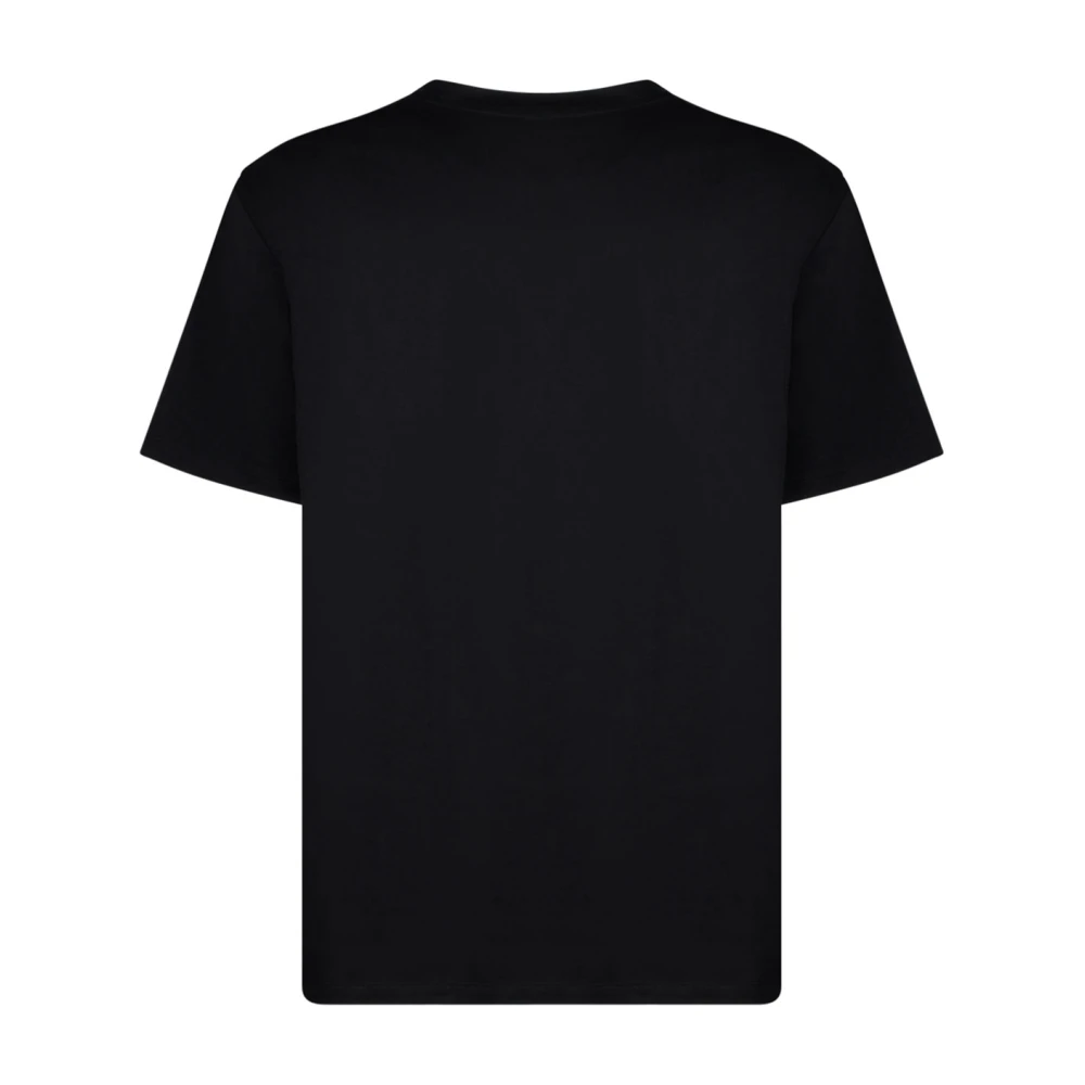Balmain Zwarte geborduurde T-shirt met contrasterend logo Black Heren