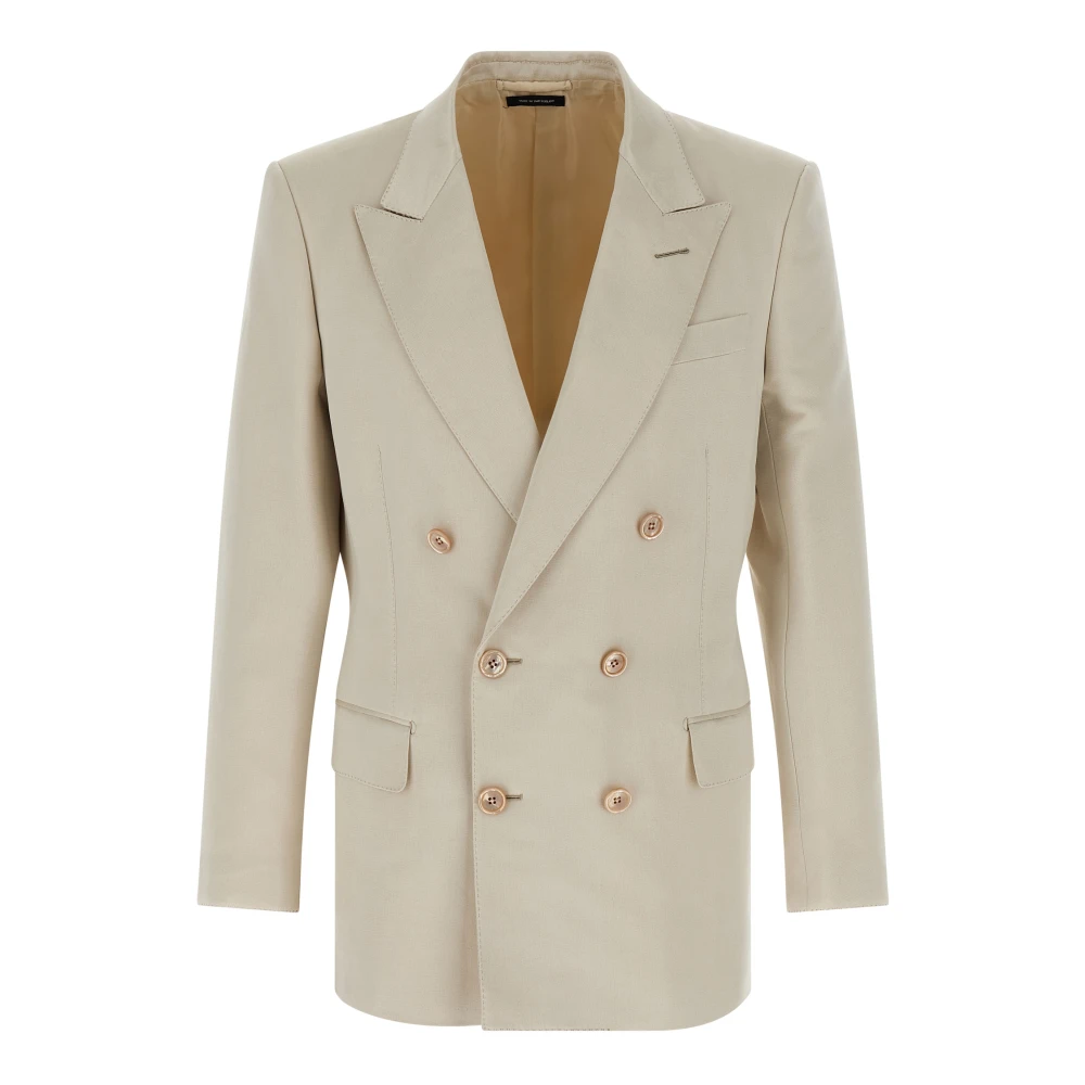 Tom Ford Men's Beige Textured Peached Satin Jacket - Blazers - 2XL - Jackets