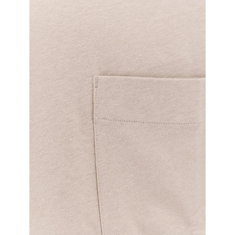 Lemaire Katoen Linnen Boxy T-shirt met Zak Beige Heren