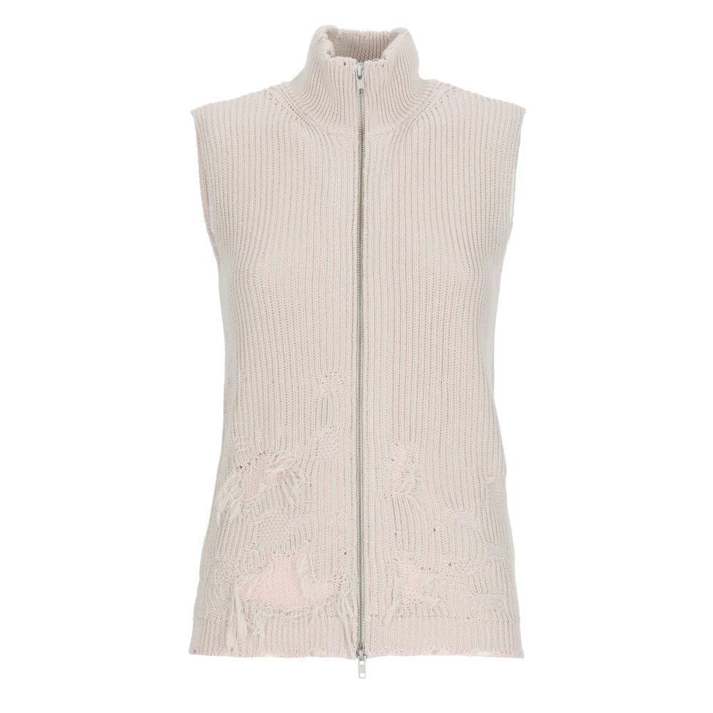 Mm6 Maison Margiela Vrouw Roze Jassen Dames, S, Katoen, Amended Optical Ribs Vest