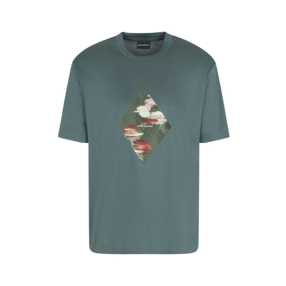 Emporio Armani Groene Print Crew Neck T-Shirt Green Heren