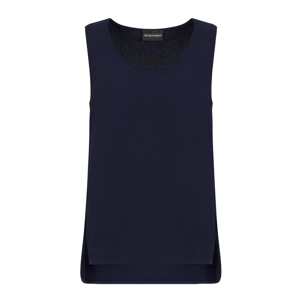 Emporio Armani Sablé Ronde Hals Mouwloze Shirt Blue Dames