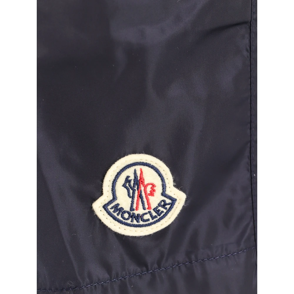 Moncler Logo Patch Nylon Swim Trunk Blue Heren