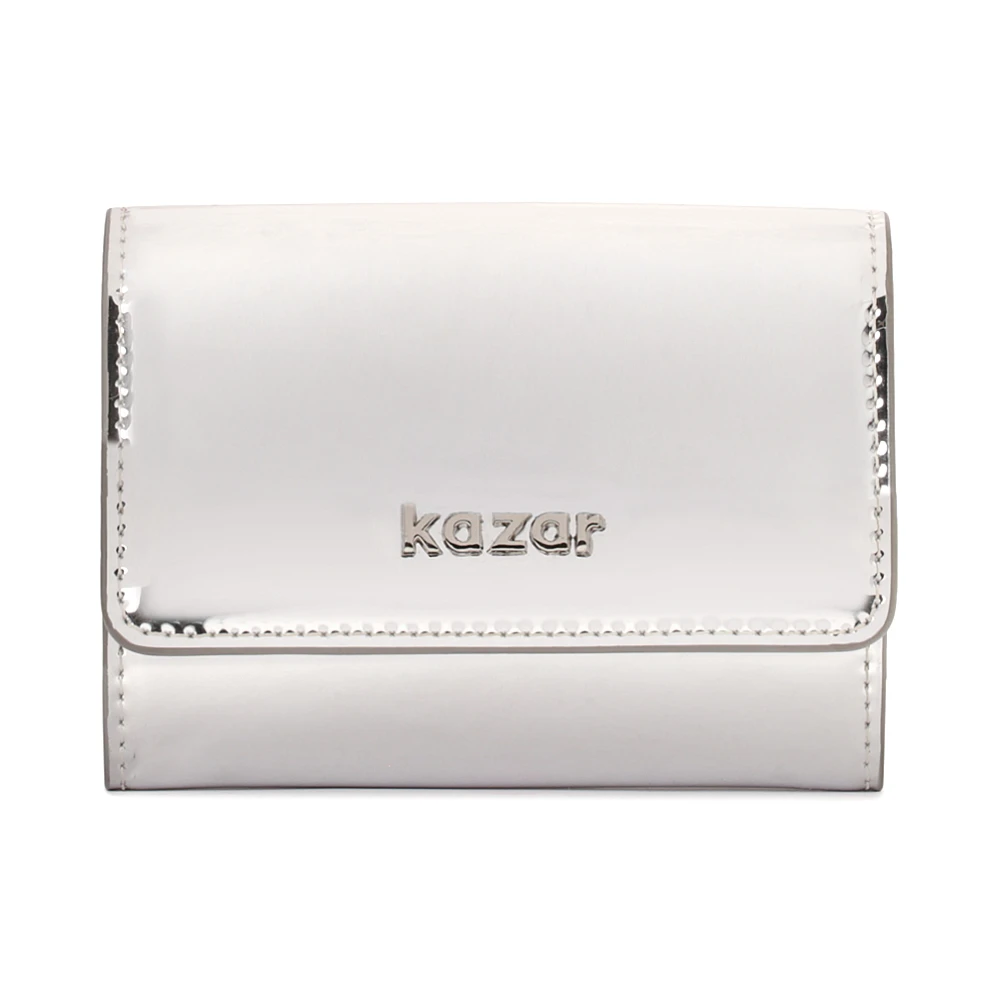 Kazar Compacte zilveren portemonnee van lakleer Gray Dames
