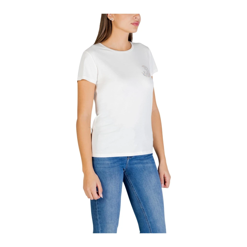Liu Jo Kvinno Vit Toppar Dam, Xs, Bomull, Kortärmad T-Shirt I Bomull Med Rund Hals