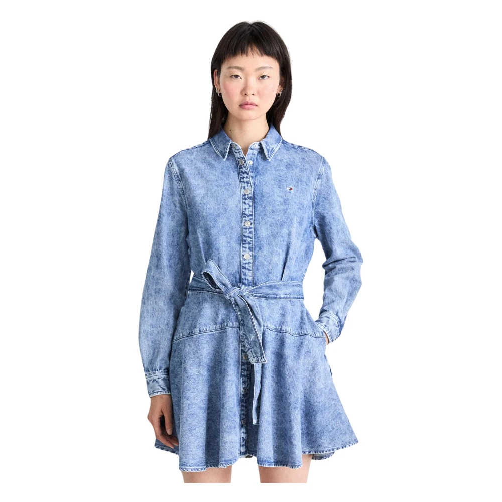 Tommy Hilfiger Denim Chambray Jurk Lange Mouwen Blue Dames