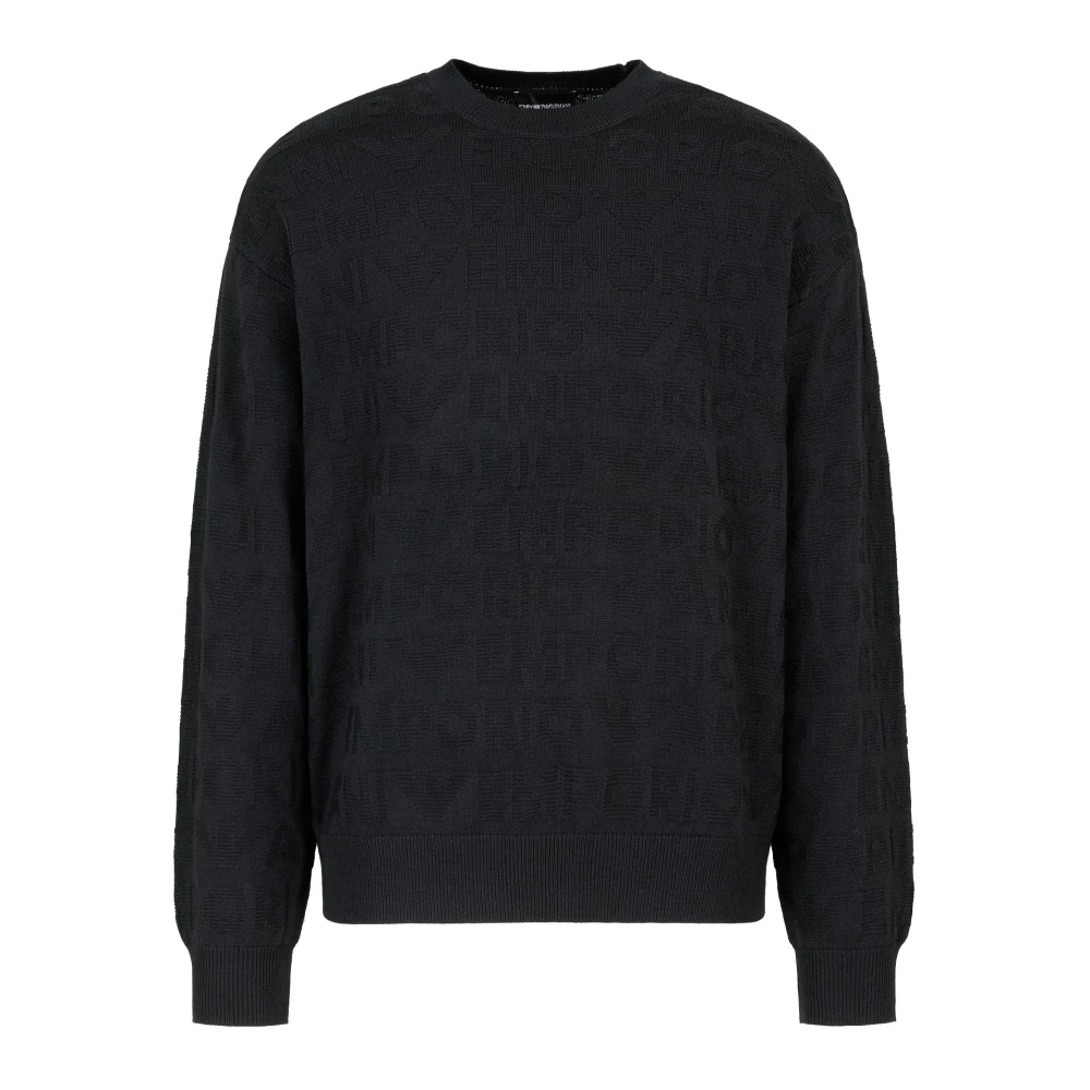 Emporio Armani Zwarte Linkpatroon Trui Black Heren