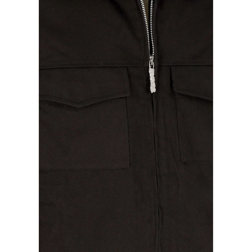 Disclaimer Zwarte Katoenen Hooded Ritsjas Black Heren