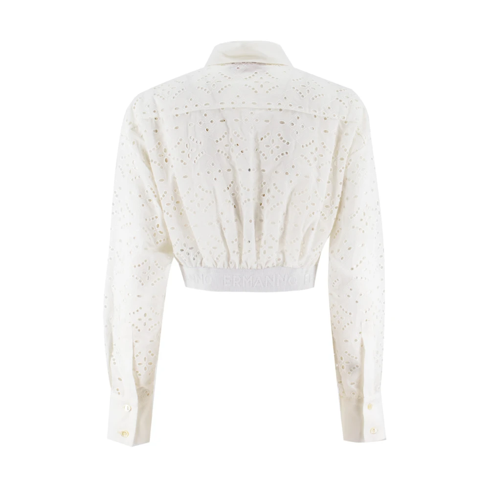 Ermanno Scervino Katoenen Crop Blouse met Uitgesneden Details White Dames