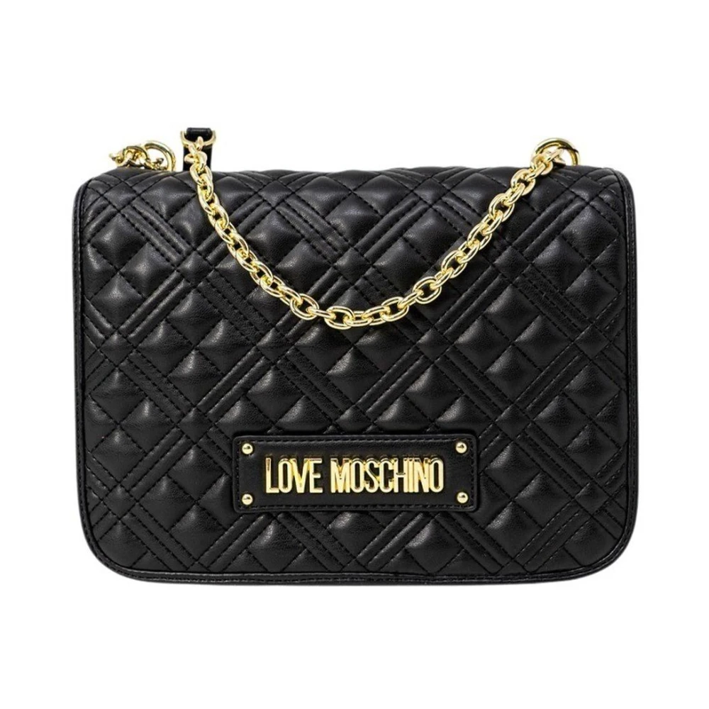 Love Moschino Zwarte schoudertas met clipsluiting Black Dames