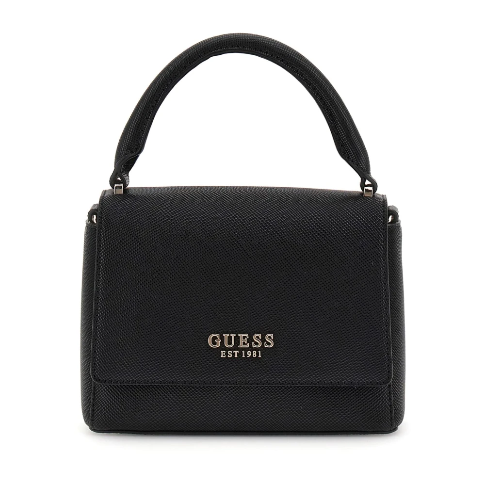 Guess Kleine Zwarte Satchel Tas met Rits Black Dames