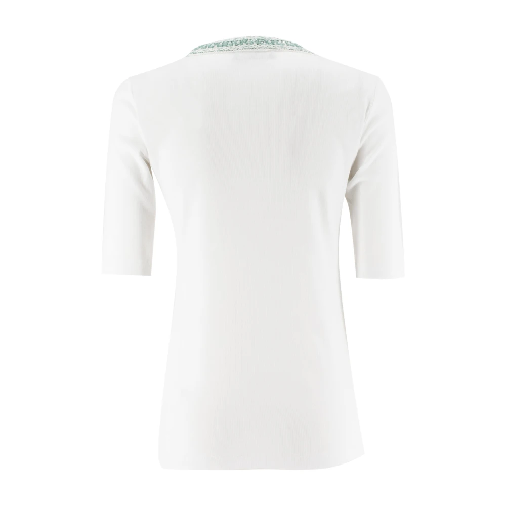 Fabiana Filippi Paillet Geribbeld Katoenen T-shirt White Dames