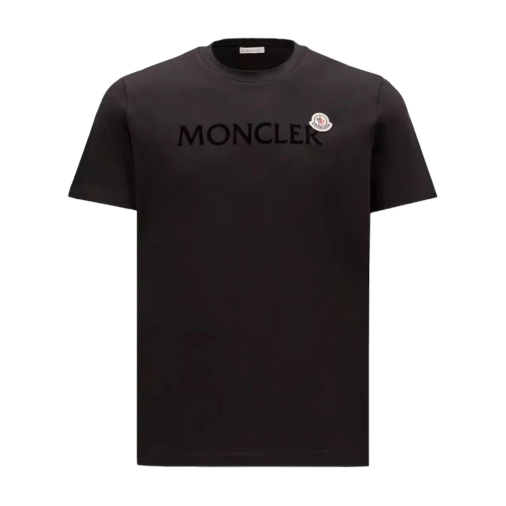 Moncler Logo T-Shirt Zwart Katoen Ronde Hals Black Heren