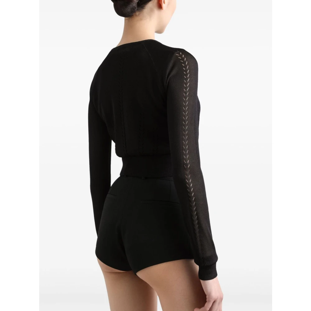 Dolce & Gabbana Zwarte Cropped Cardigan Sweaters Black Dames