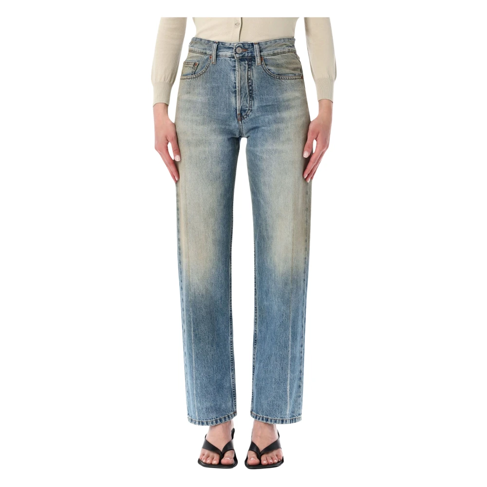 Mm6 Maison Margiela Kvinno Blå Jeans Dam, W29, Denim, Raka Crop Jeans I Denim