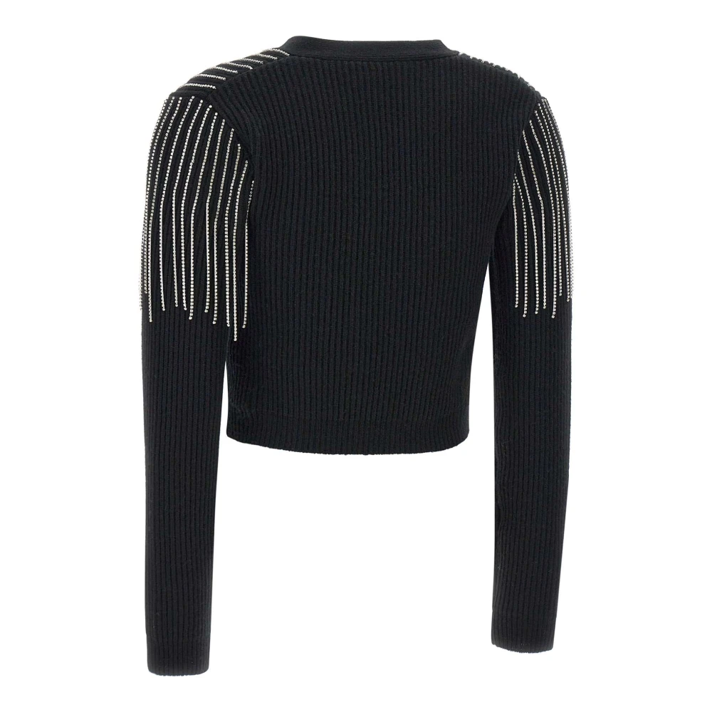 Kaos Zwarte wolmix vest met strass detail Black Dames