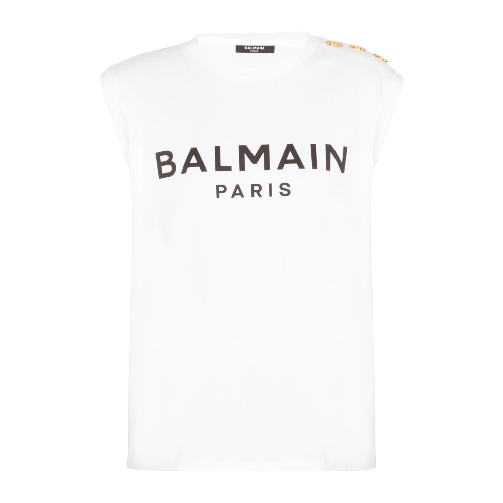 Balmain Katoenen T-shirt met logoprint White Dames