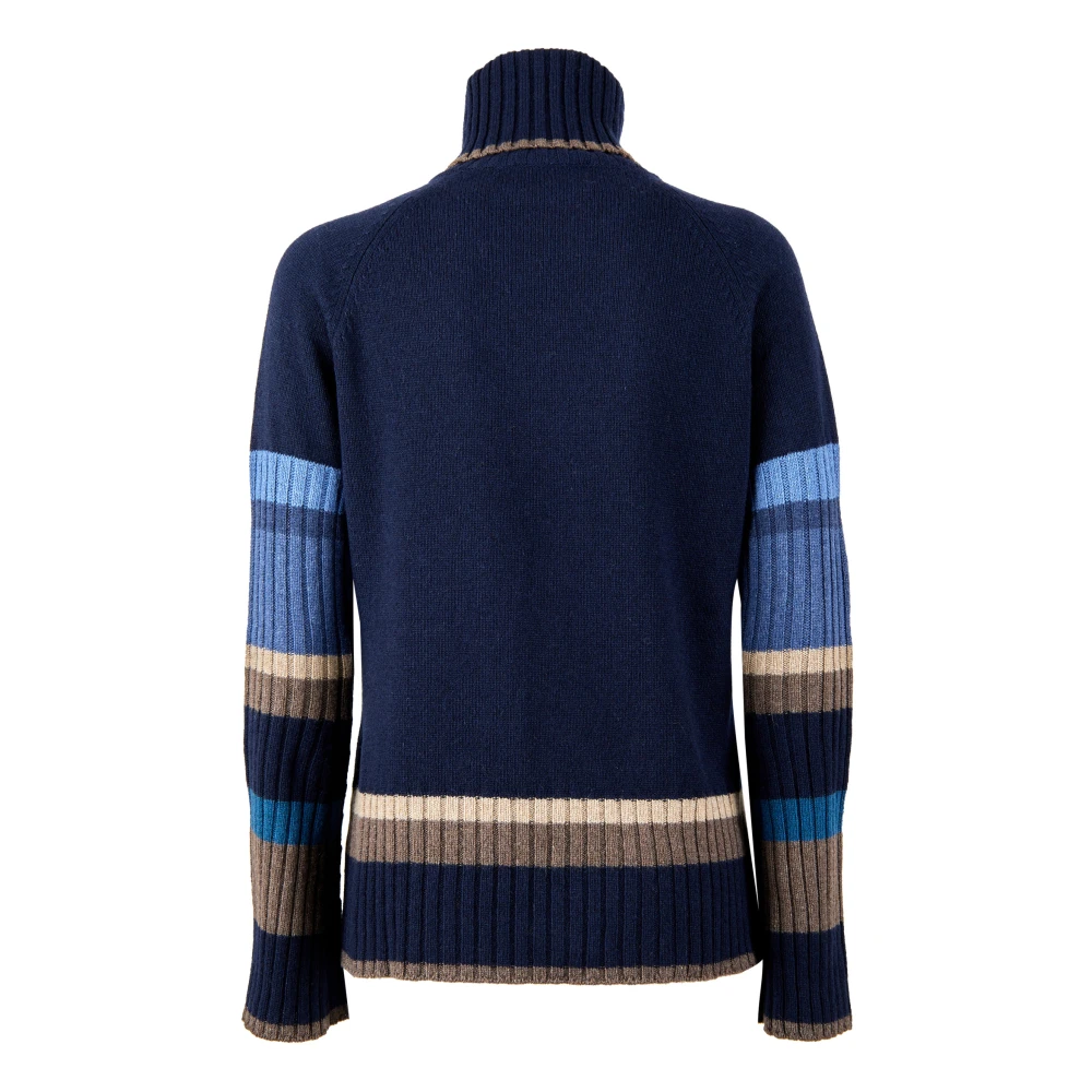 Gallo Dames effen blauw coltrui met contrasterende veelkleurige details Multicolor Dames