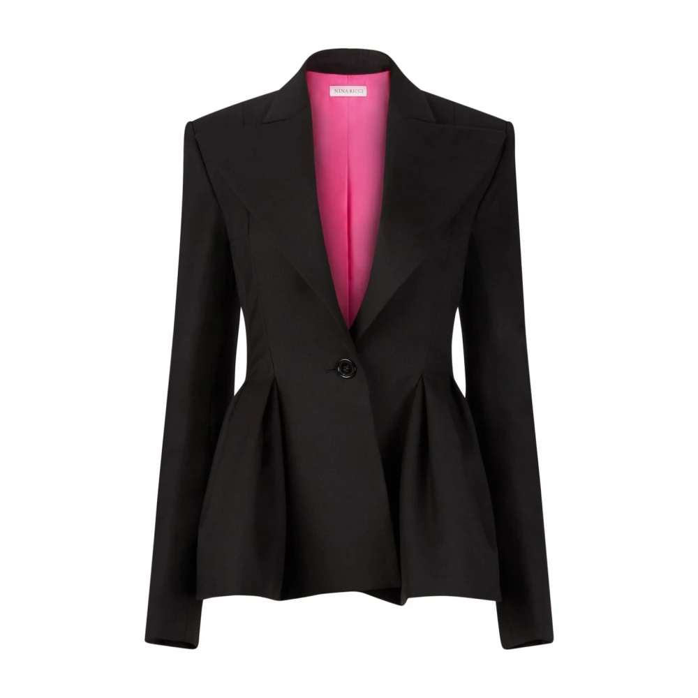 Nina Ricci Elegante Wol Peplum Jas Black Dames