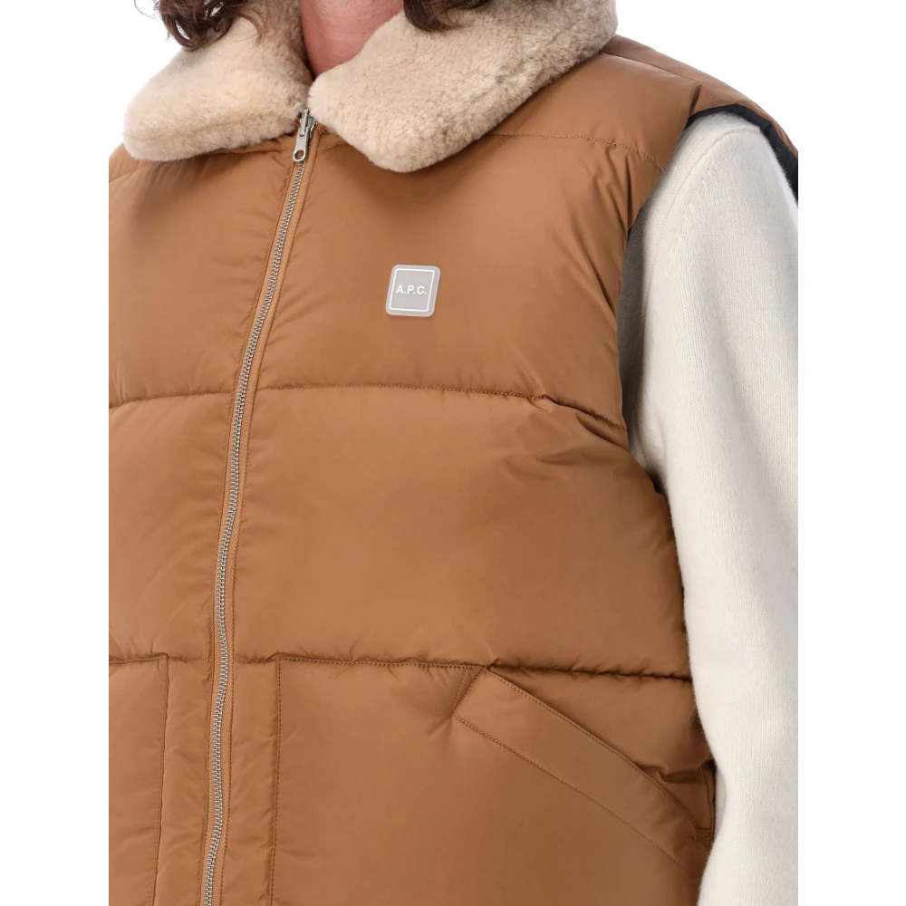A.p.c. Donker Beige Teddy Vest Buitenkleding Beige Heren