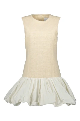 Beige Tweed Ruffle Klänning