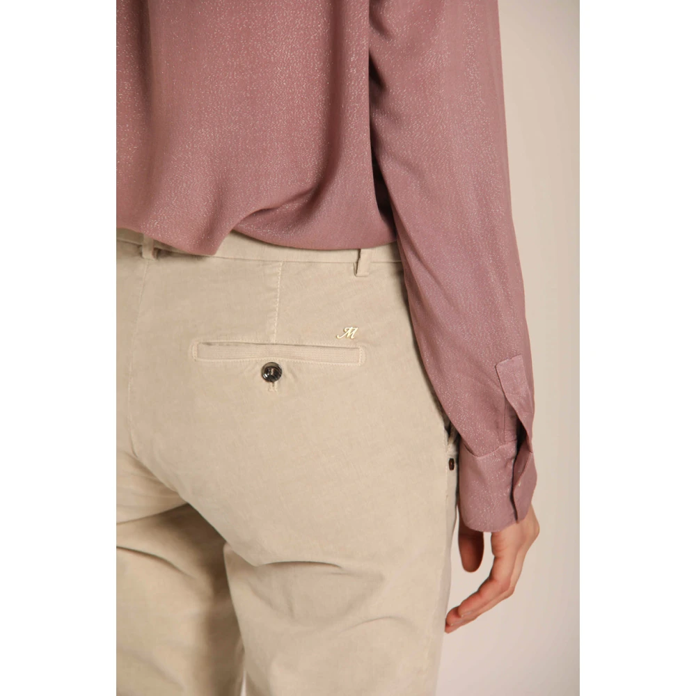 Mason's Curvy Velvet Chino Broek 1000-Gestreept Beige Dames