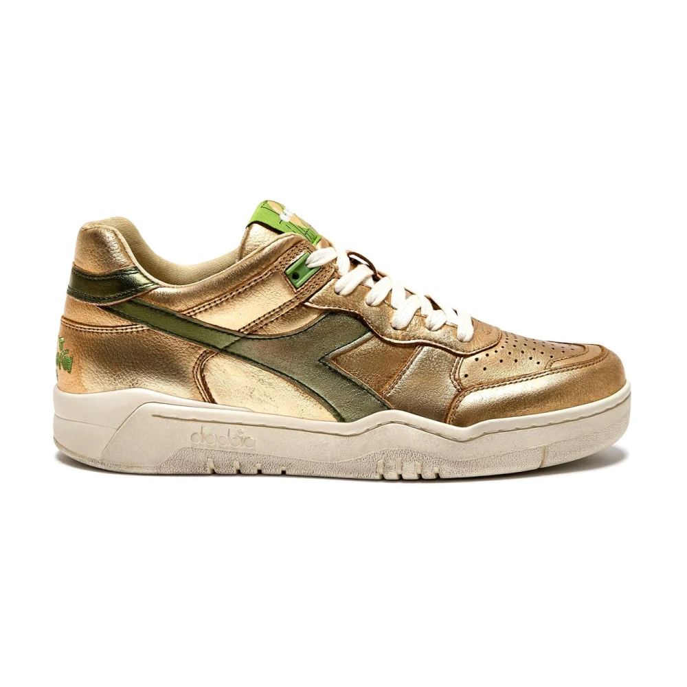Diadora Metallic Leren Sneakers Dames Schoenen Beige