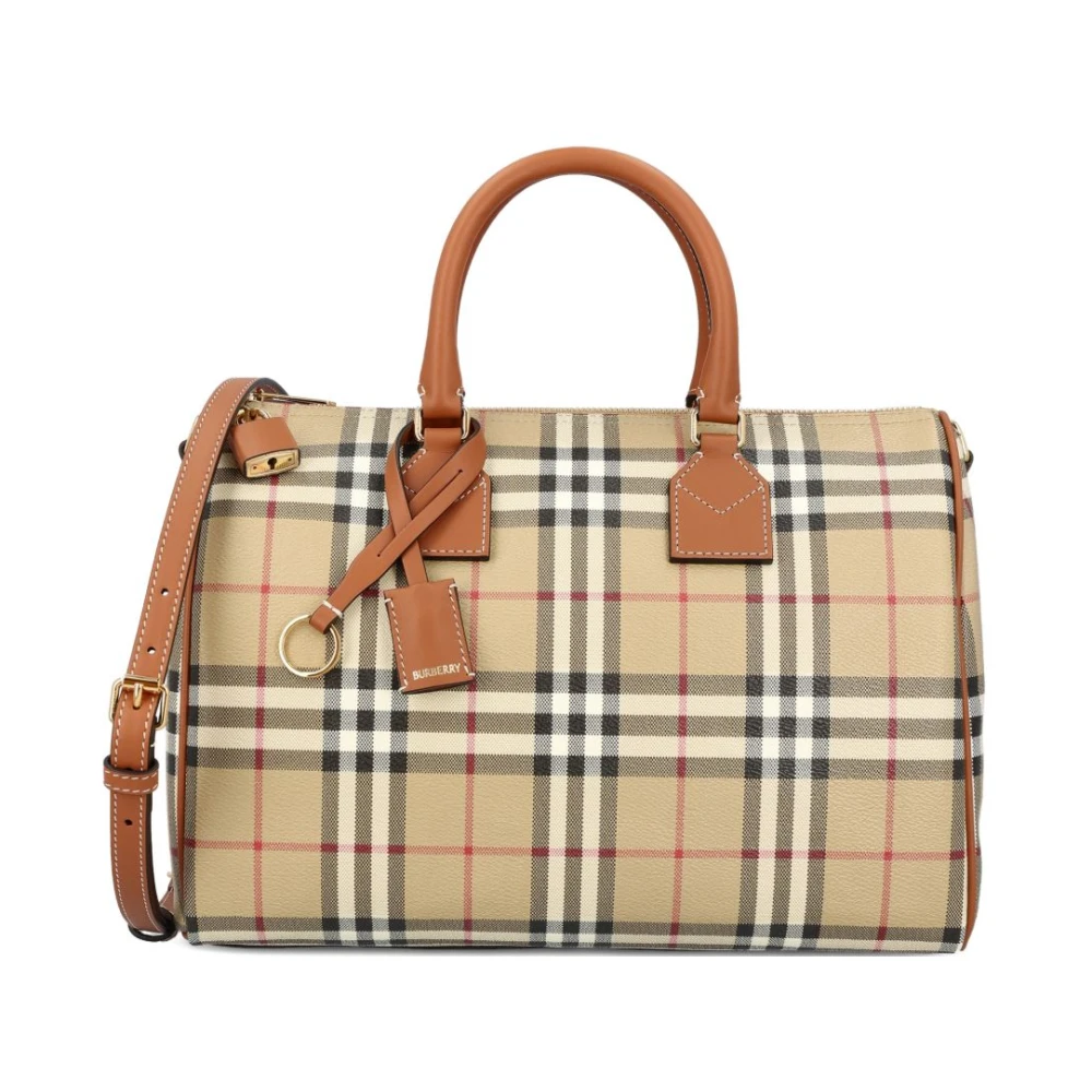 Burberry Women's Beige Medium Check Bowling Bag