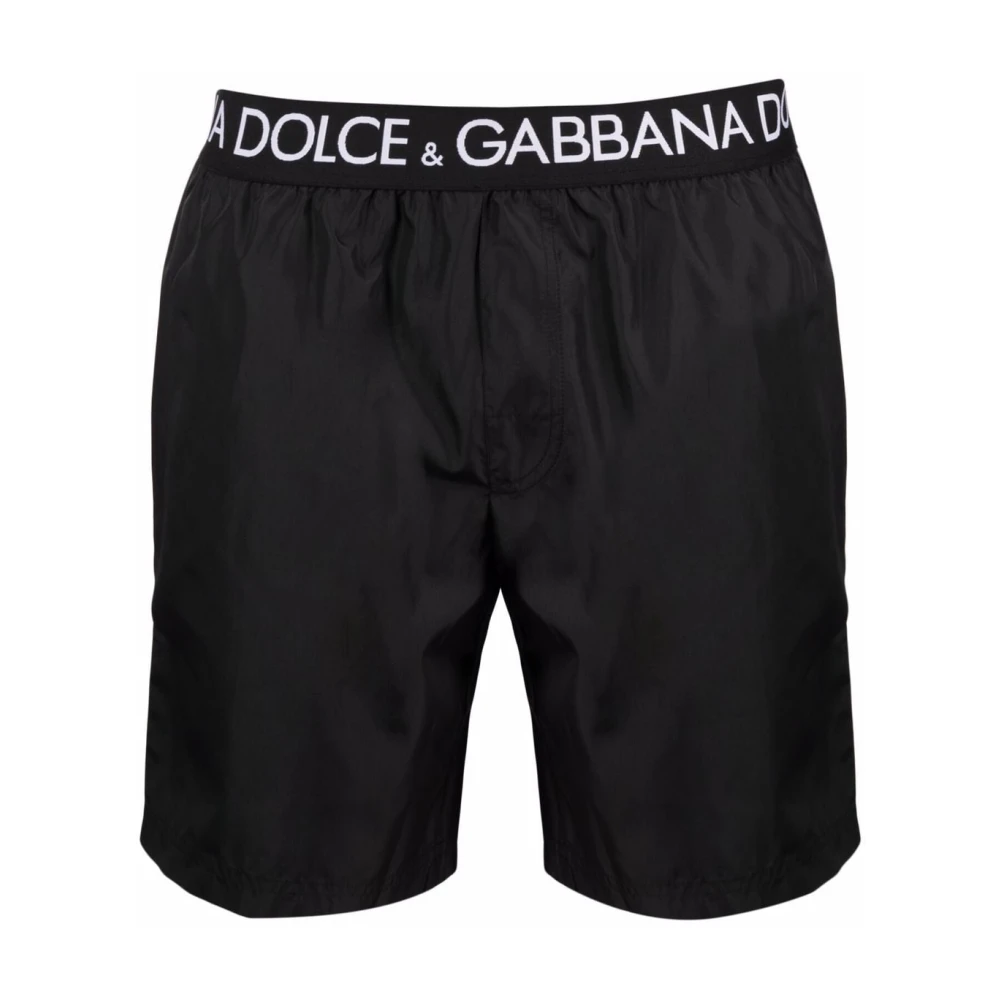 Dolce & Gabbana Zwarte Zeekleding: Heren Nylon Nero Zwemkleding Black Heren