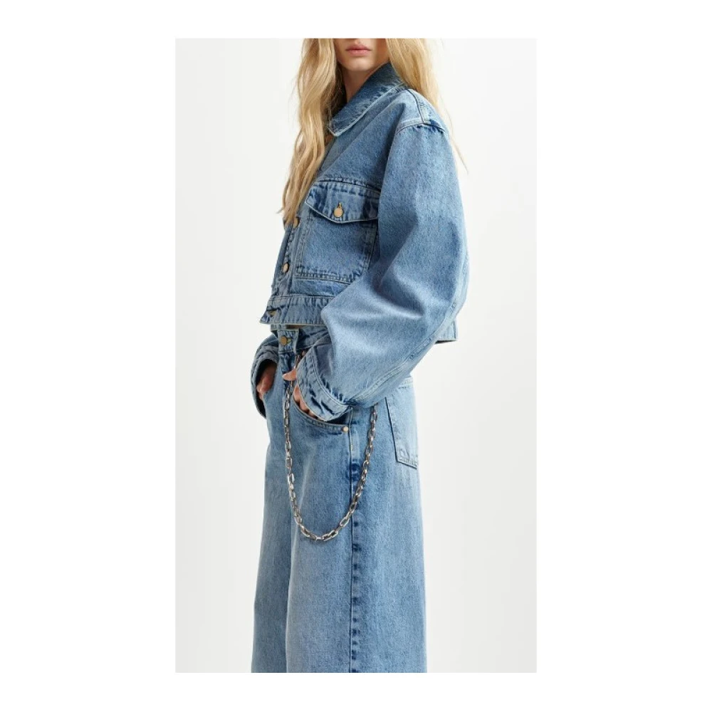 Essentiel Antwerp Korte Denimjas met Gouden Knopen Blue Dames