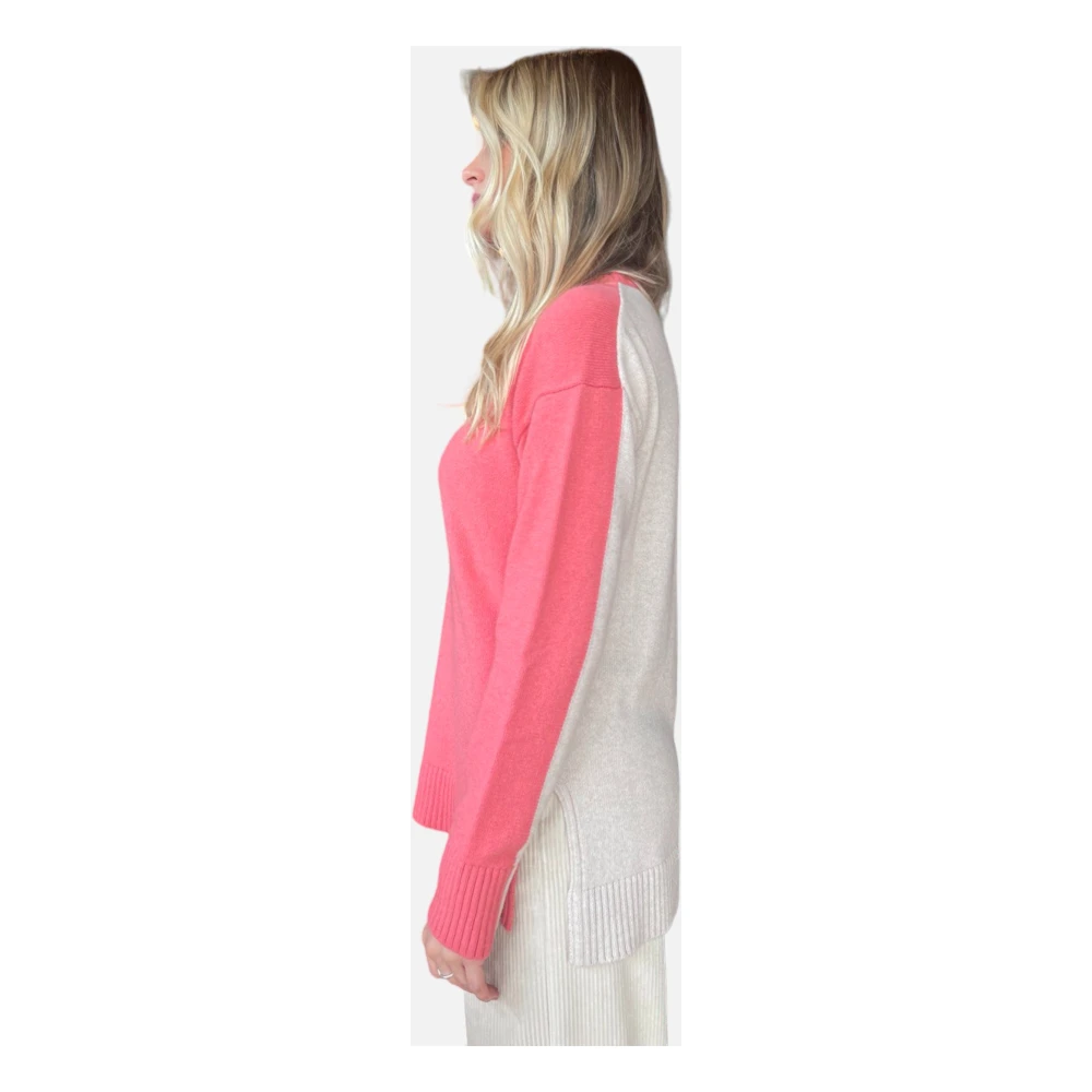 Clips Bicolor Crewneck Sweater Pink Dames