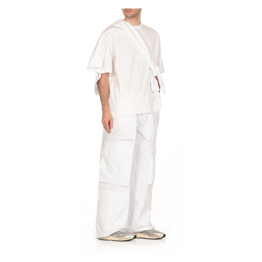 Dsquared2 Cargo Broek Wit Elastische Taille Zakken White Heren