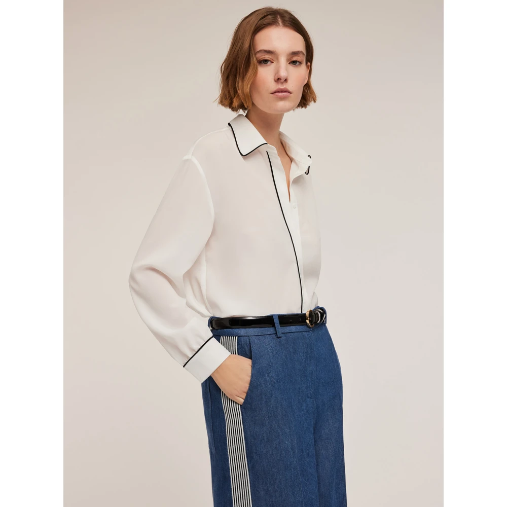 Motivi Overhemdblouse met piping en rugsplit White Dames