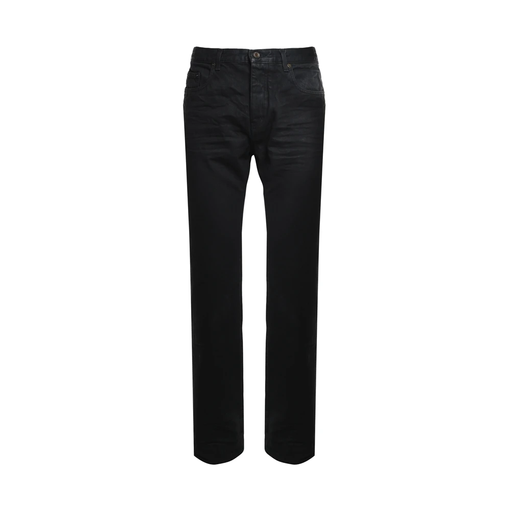 Saint Laurent Grijs-Zwarte Straight Leg Jeans Black Heren