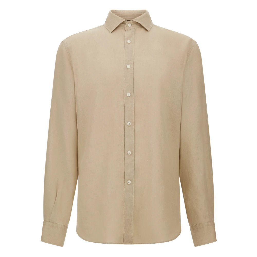 Boggi Milano Homme Beige Chemises, Taille: L Chemise En Lin Regular Fit