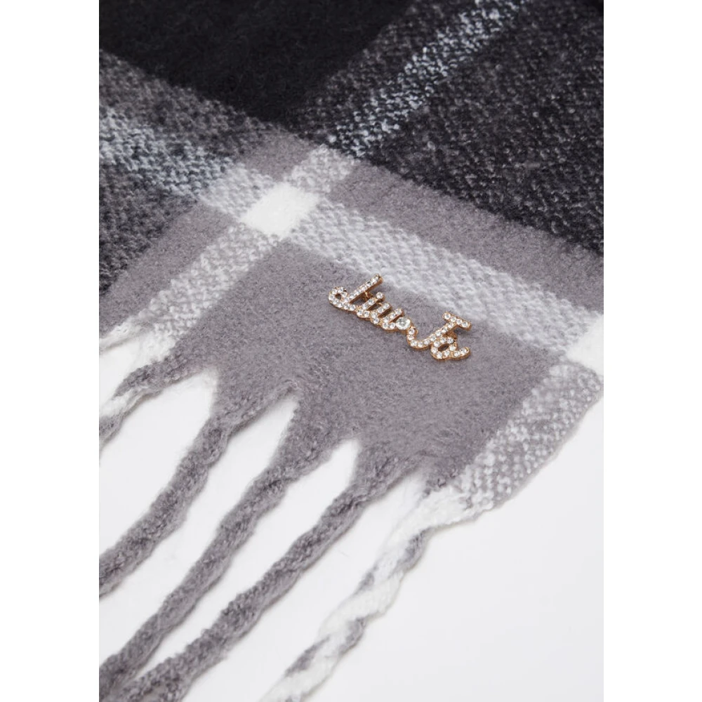 Liu Jo Geruite Jacquard Sjaal met Franjes Gray Dames