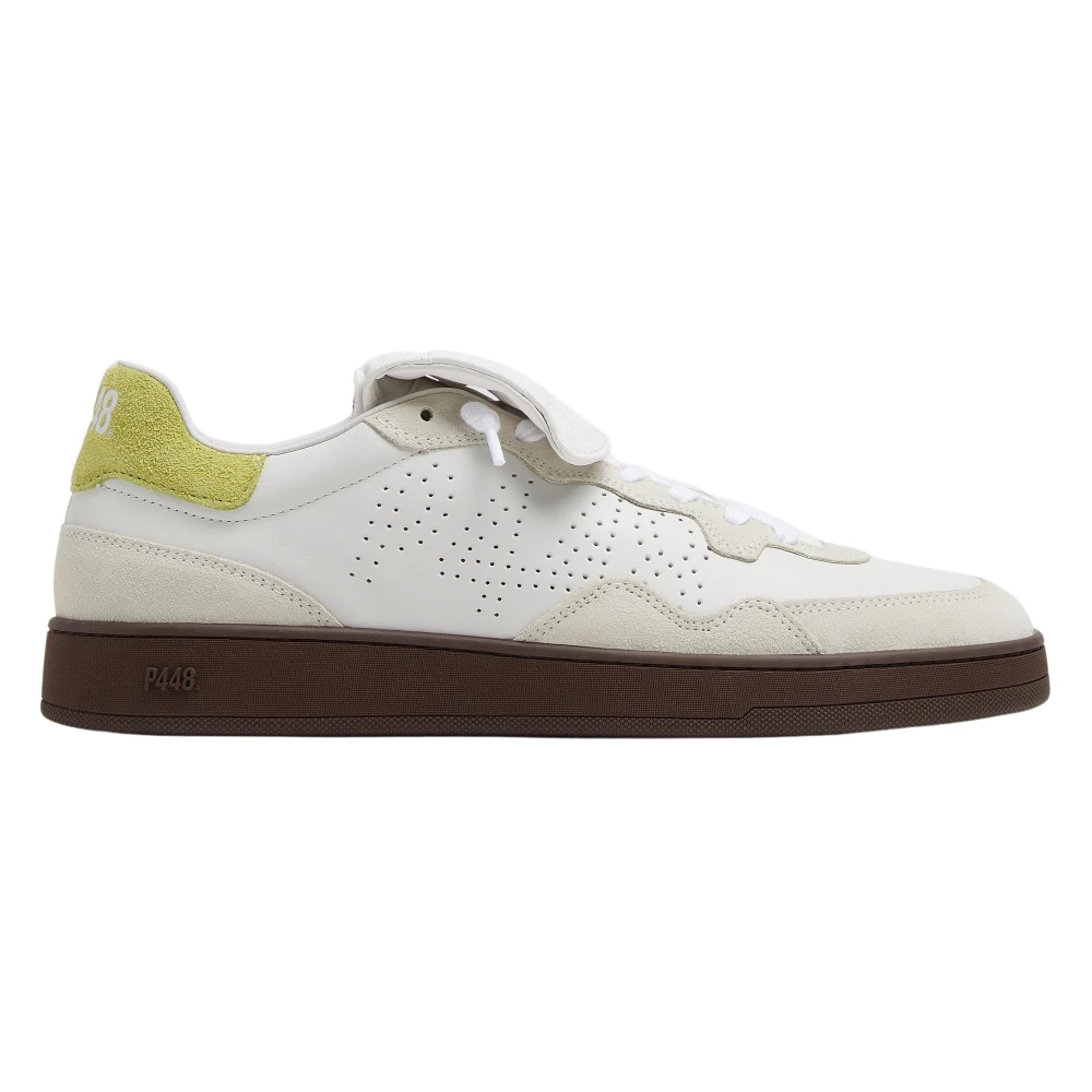 P448 Witte Leren Sneakers Limoen Accent unisex Schoenen Veelkleurig Multicolor