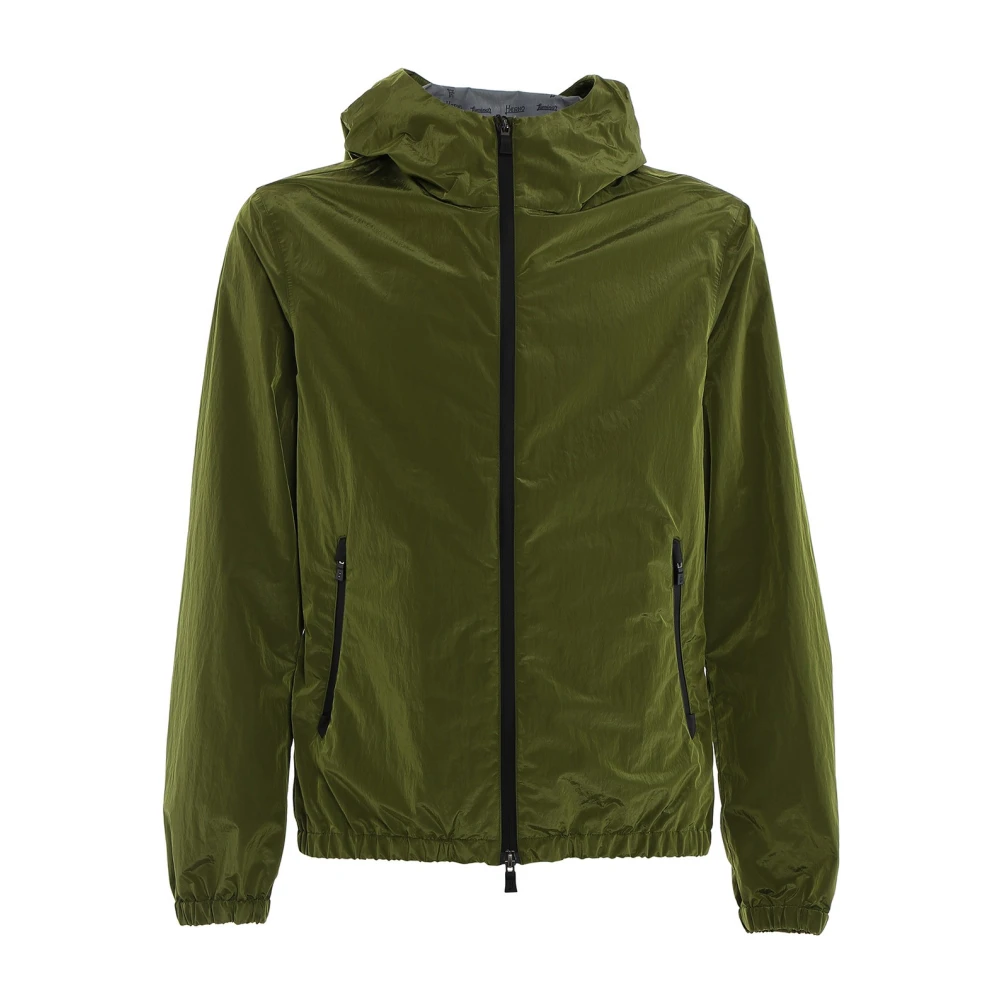 Herno Opalescente Groene Waterdichte Hoodie Jas Green Heren