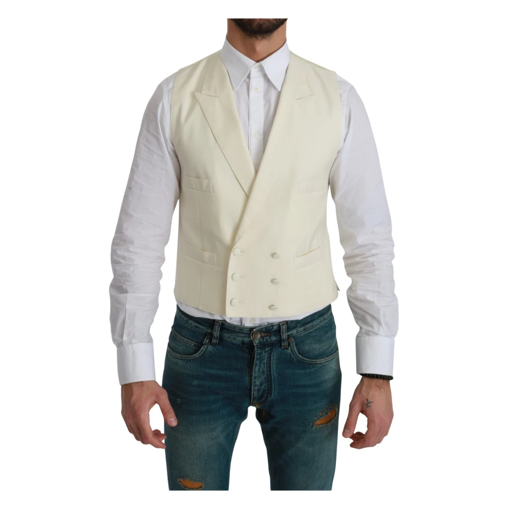 Dolce & Gabbana Men's White Waistcoat Formal Wool Vest